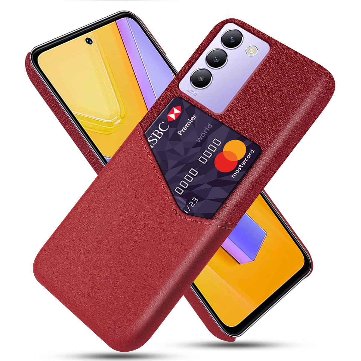 For vivo Y100 5G (Indonesia) / Y200e 5G Case Leather Coated PC Protective Phone Cover with Card Slot For vivo Y100 5G (Indonesia) / Y200e 5G Case Leather Coated PC Protective Phone Cover with Card Slot